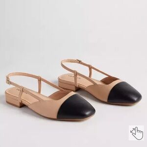 Torrid Tan and Black Cap Toe Slingback Flat 12W NWOT